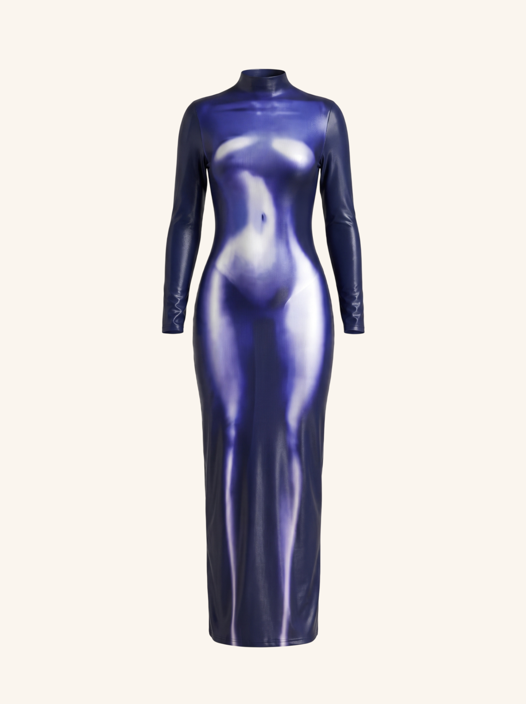 Velin Lumiere Blue, the dress on its own, front